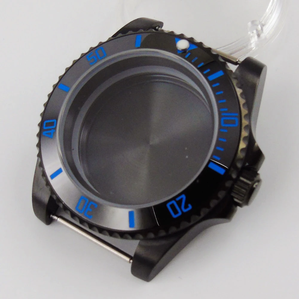 

PVD Black Watch Case Fit NH35 NH35A NH36 MIYOTA 82 ETA 2836 Sapphire Glass Without Magnifier Seeing-Through Backcover