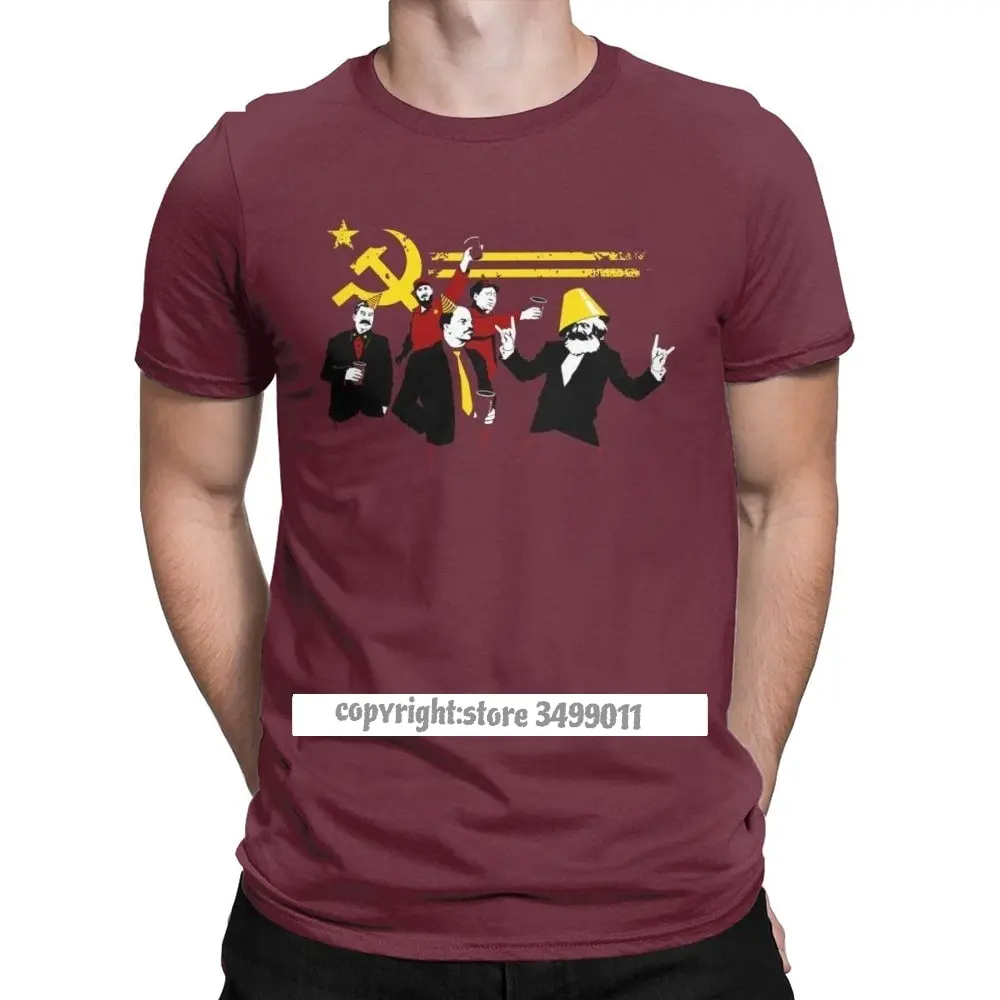 The Communist Party Men T Shirt Russian Soviet Marx Lenin Stalin Mao Castro Tops T Shirts Socialism   Tshirts Premium Cotton