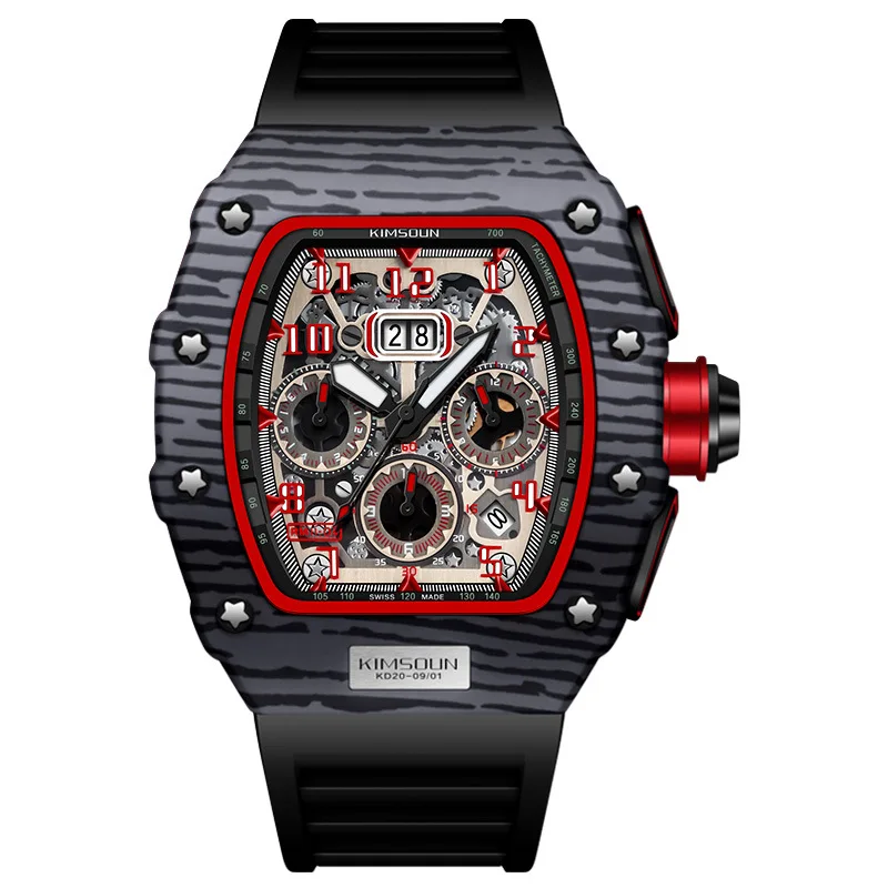 

Trembling Sound Tiktok Brand Brand Barrel Type Three Eyes Multifunctional Quartz Watch Sports Watch Male Watches