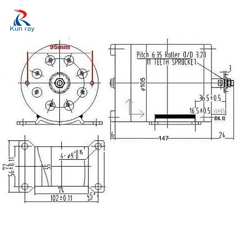 Велосипедный электродвигатель 1000 Вт 36 В комплект с цепочкой управления для