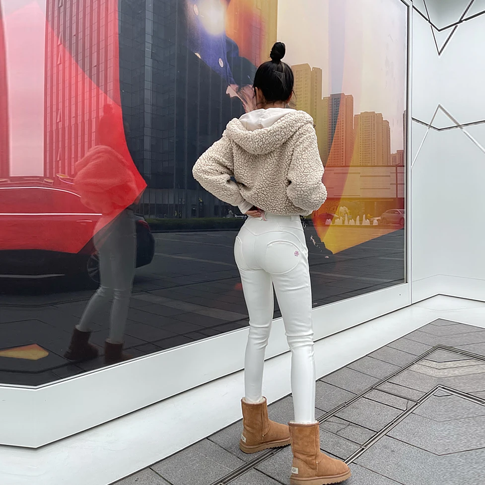 

Кожаные Брюки Shascullfites с эффектом пуш-ап, кожаные обтягивающие женские джинсы, термоэластичные компрессионные брюки