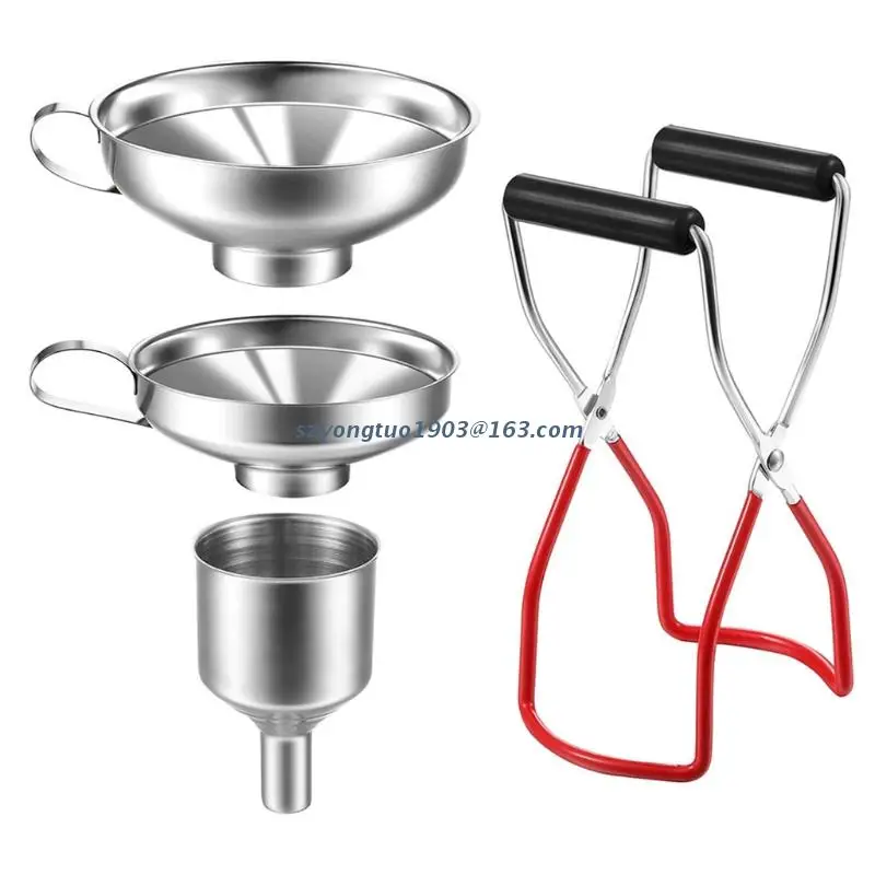 

P82C Canning Funnel for Canning Jars Anti-Scald Kitchen Tools Home-Made Jam Set Stainless Steel with Handle Kitchen Fittings