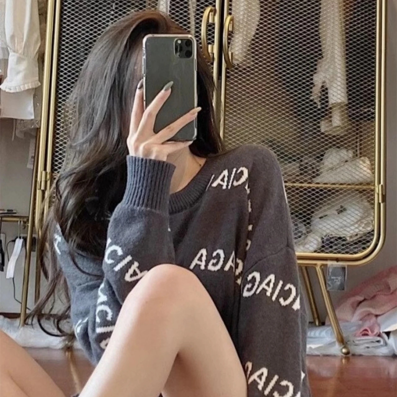 

Женский шерстяной свитер с буквенным принтом, Свободный пуловер с буквенным принтом в, 6 цветов, весна-осень 2021