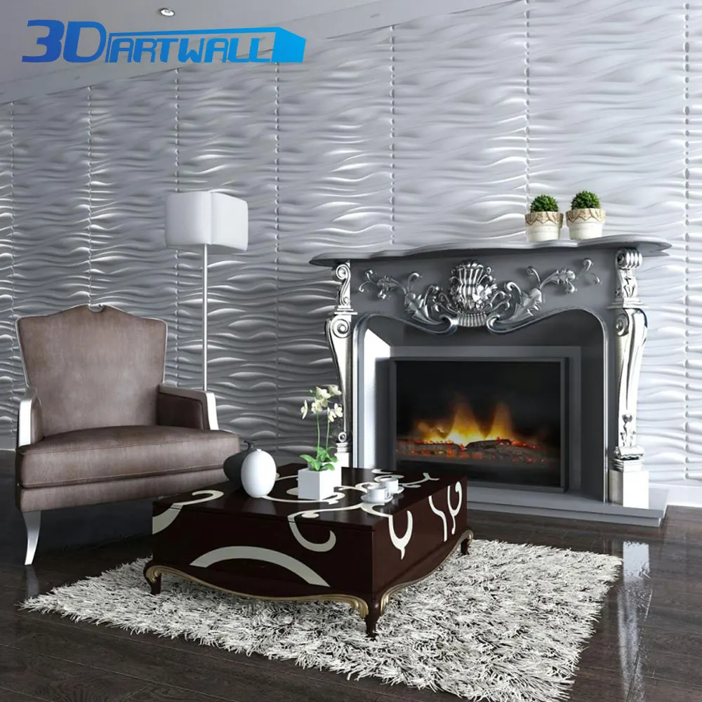 Высококлассные дизайны несколько волн доска текстурированная Paintable 3D стеновые панели s/потолок/Wainscoting панель настенная плитка с размером 19," x 19 - Цвет: A06003-silver
