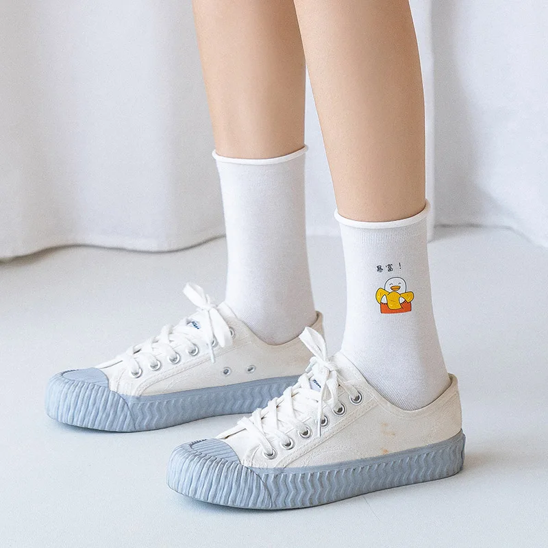CARTELO New Solid Color Cartoon Pattern Women Socks Fashion Cute Sport Breathable Cotton Stockings Носки женские Meias Femininas