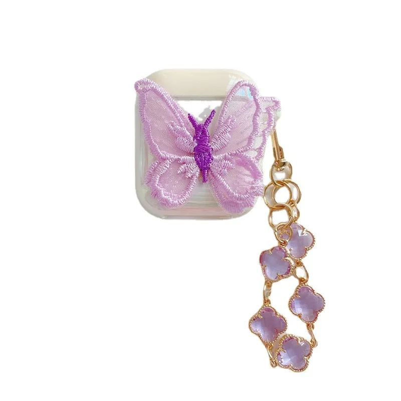 

Lace Butterfly Amethyst Chain Protection Case, Suitable for AirPods 1/2/Pro Earphone Soft Shell Case