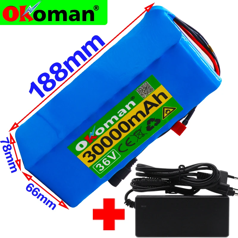Е-байка 36В 10S4P 30Ah 600W высокая мощность и емкость 42V18650 ионно-литиевая