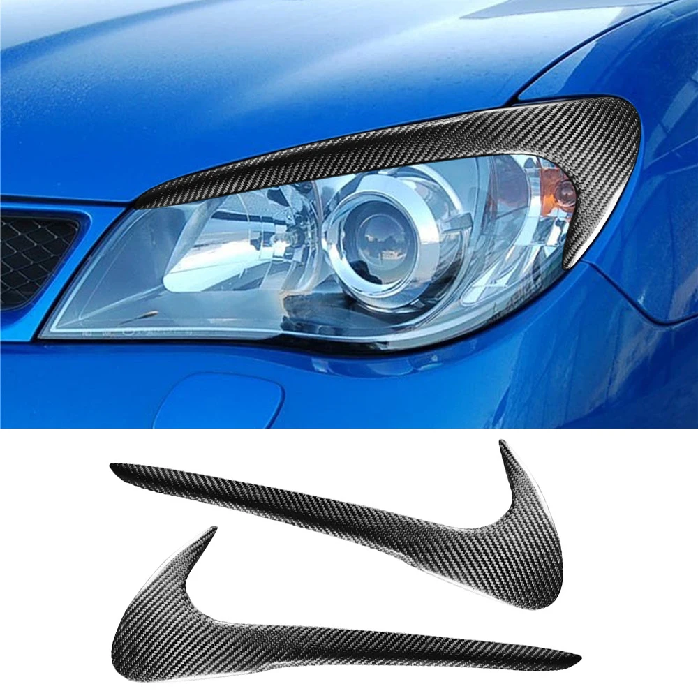Real Carbon Fiber Front Headlight Eyelids Eyebrow Decorative Cover Trim for Subaru Impreza 2006 2007 Exterior Car Accessories