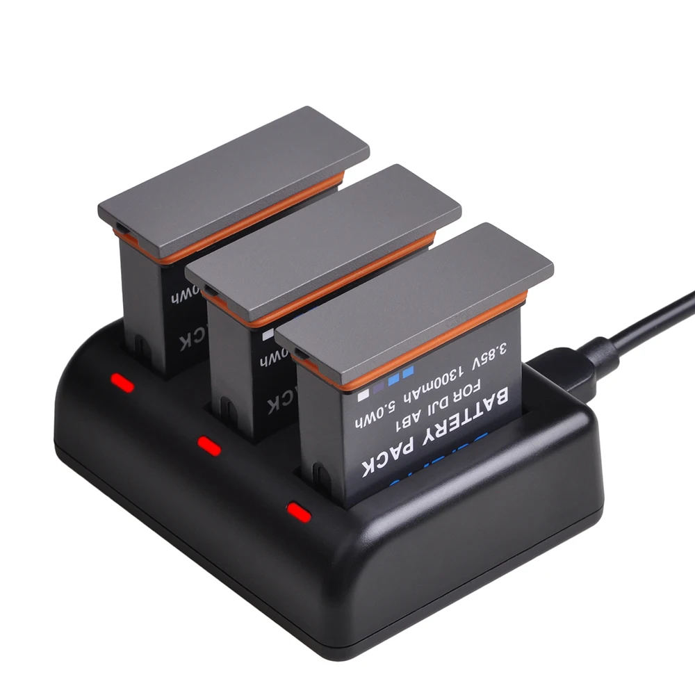 DuraPro 2 шт. 1300 мАч AB1 Замена батарейный блок камеры+ светодиодный 3-слоты USB Зарядное устройство для DJI Osmo AB1 пульт дистанционного управления для спортивной Камера