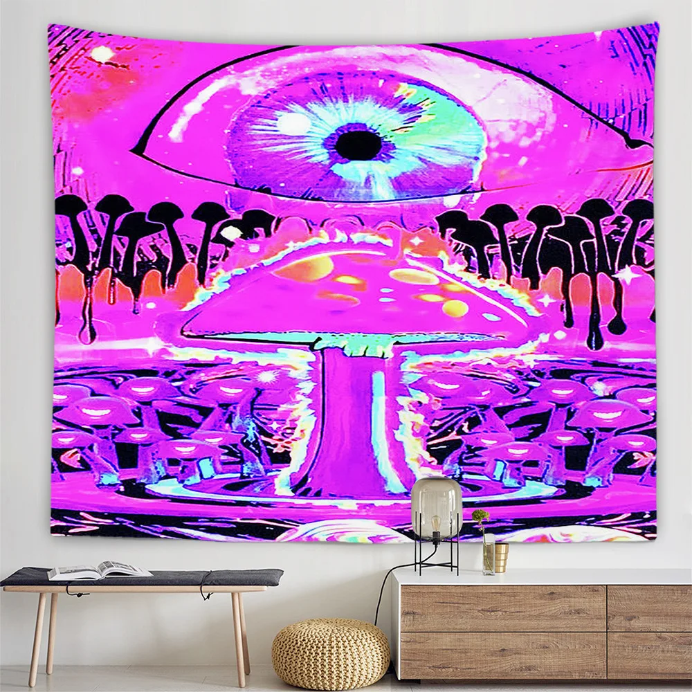 

Psychedelic Witchcraft Tapestry Wall Hanging Homestay Customs Blanket Carpets Colorful Hippie Art Background Cloth Decoration