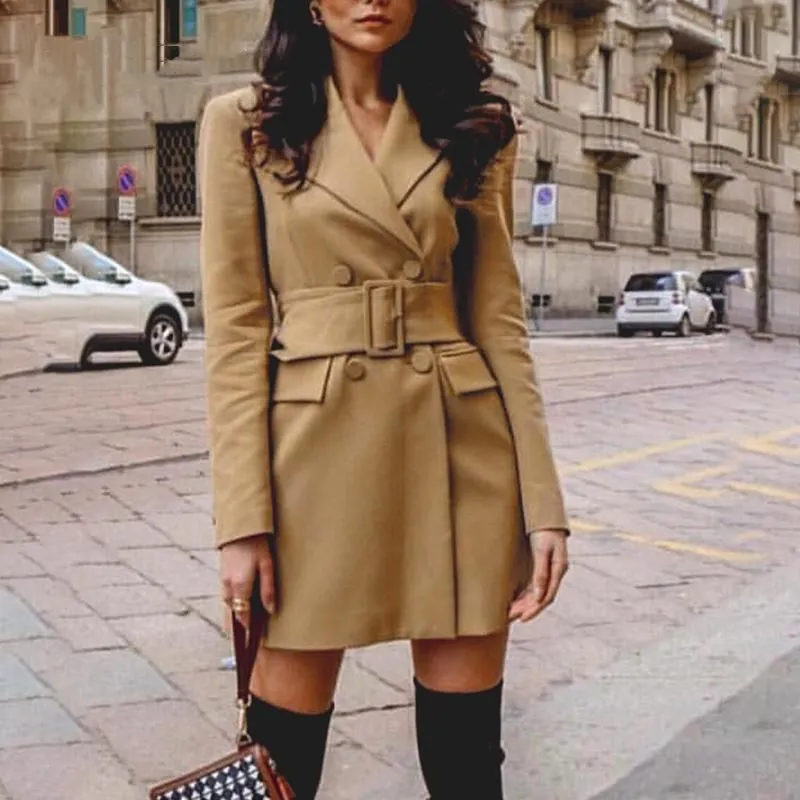 

Женское платье-блейзер с бантом, однотонное Короткое облегающее платье-блейзер в стиле ретро, зима 2021