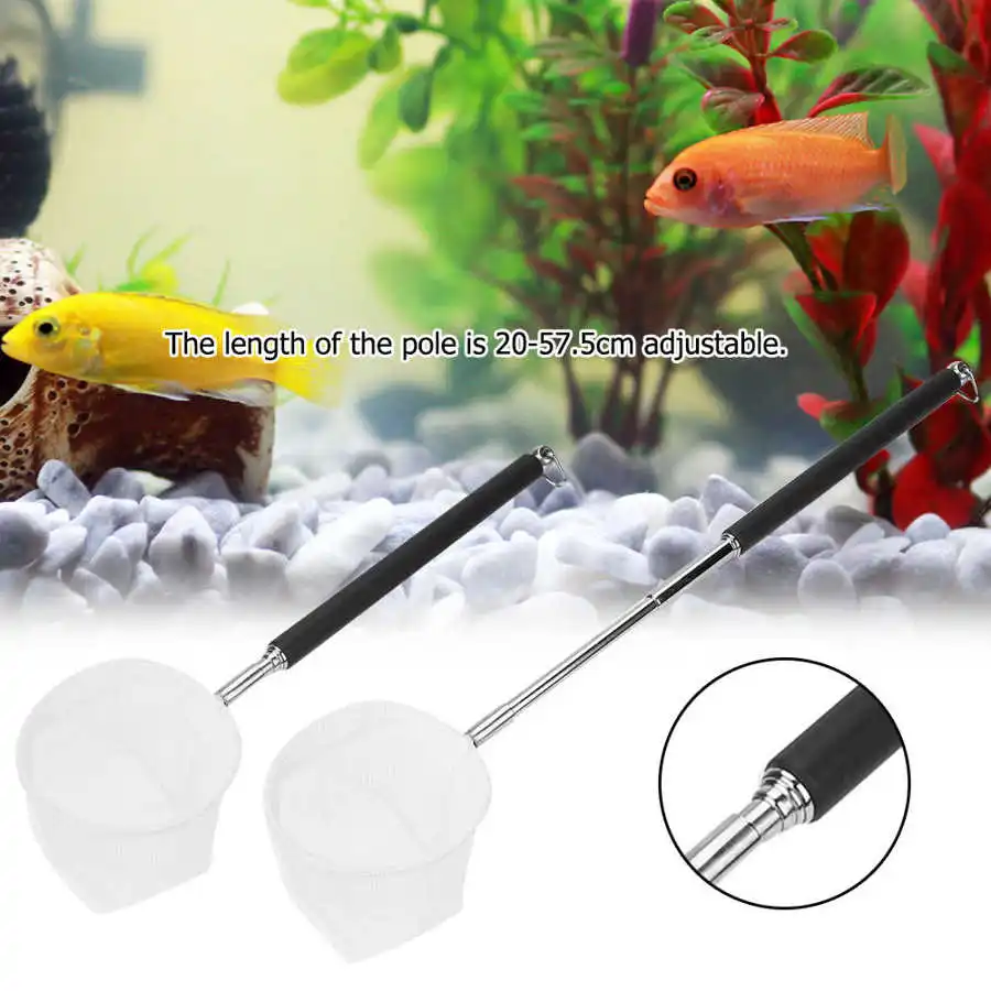 Adjustable Mini Fishing Net Pole for Aquarium Tank Shrimp Folding Landing Round Square Fly |