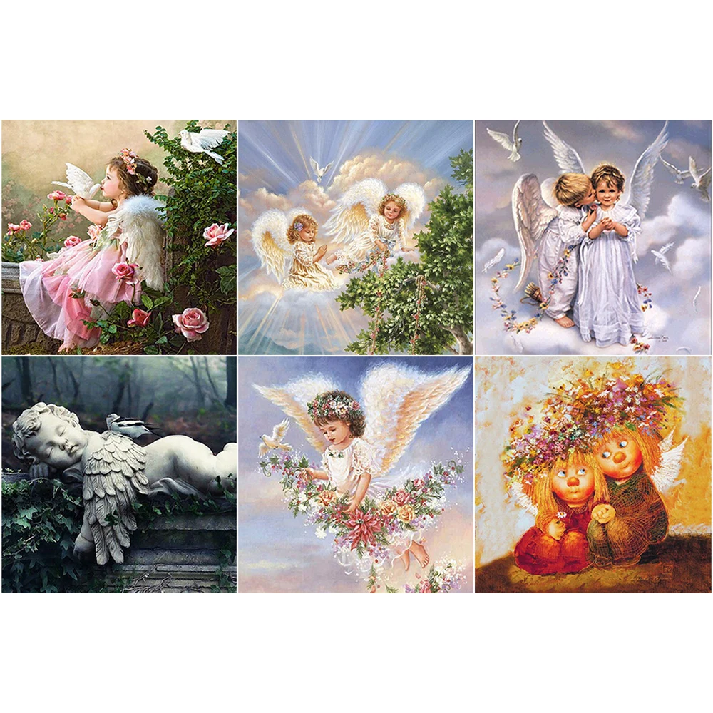 Алмазная 5D картина с ангелом полностью круглая мозаика алмазная вышивка