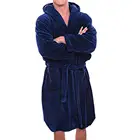Однотонный фланелевый банный халат с поясом, Мужская теплая ночная рубашка с капюшоном и карманами, домашняя Мужская одежда для сна, халат с длинным рукавом, пальто, мужская одежда