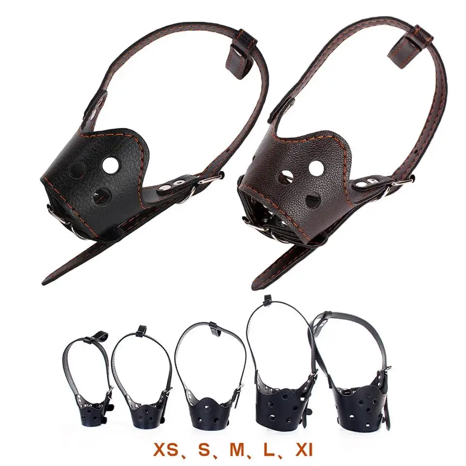 

PU Leather Pet Dog Muzzle Adjustable Breathable Mask Anti Bark Bite Chew Safety for Small Large Dogs Mouth Soft Muzzles Training