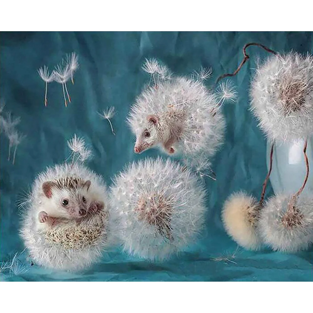 5D алмазная картина Ежик Одуванчик вышивка крестом мозаика стразы PC269 | Дом и сад