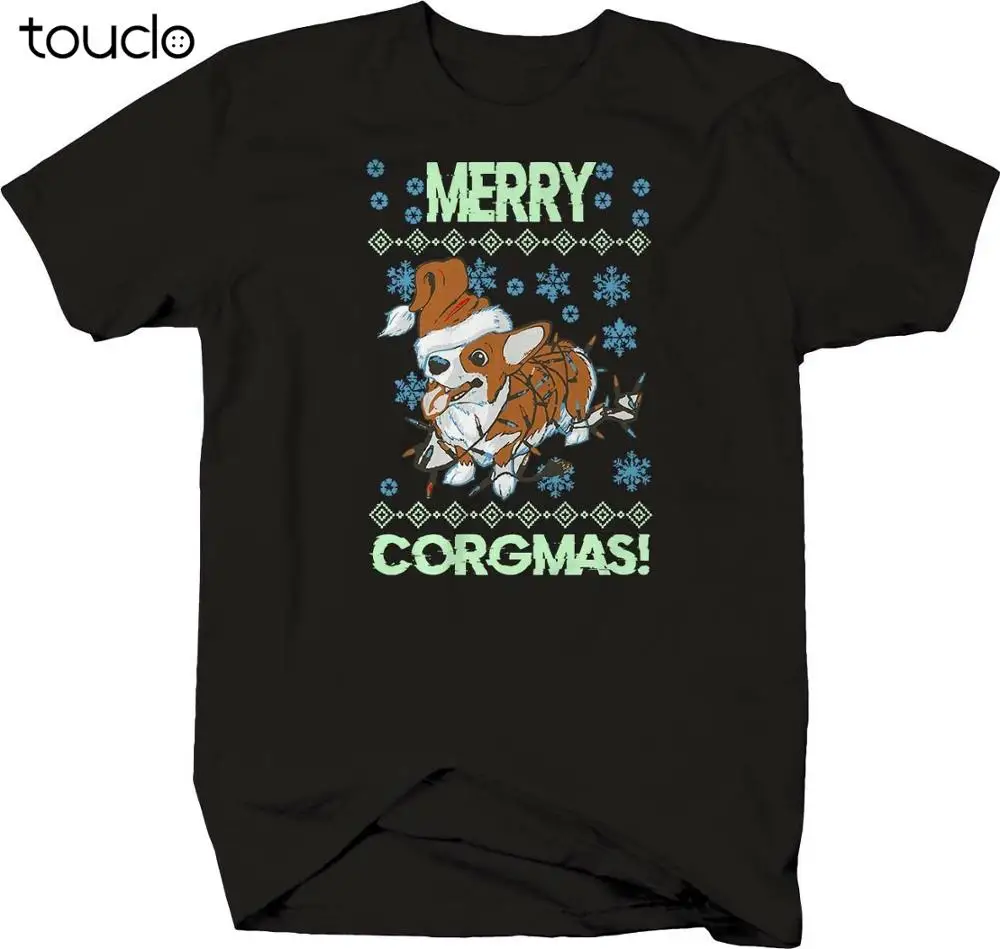 

New Merry Christmas Corgi Corgmas Dog Santa Hat T-Shirt Unisex S-5Xl