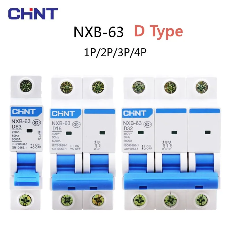 CHNT CHINT DZ47 обновление мини автоматический выключатель 100A NXB-63 1P 2P Внутренний воздушный выключатель типа D