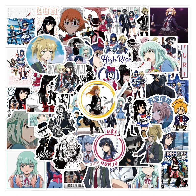 

50Pcs High-Rise Invasion Anime Stickers Aesthetic Laptop Guitar Diy Cartoon Waterproof Graffiti Decals Child Toy Christmas Gift