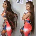 Дешевый парик плотности 180, коричневый, прямой парик на сетке спереди #4 #2 T, парик на сетке из человеческих волос, парики на прозрачной сетке для женщин, человеческие волосы Remy