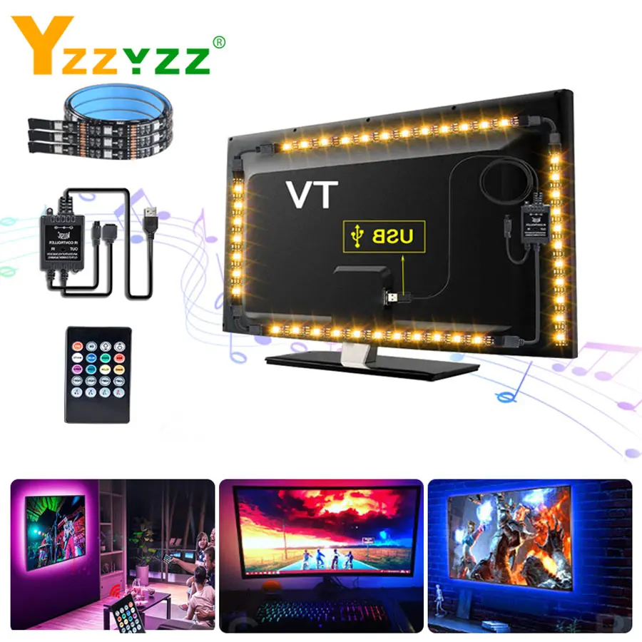 Гибкая светодиодная лента 5050SMD Регулируемая лампа RGB с музыкальным контроллером