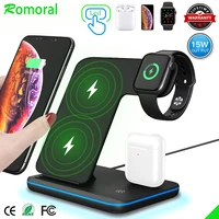15w wireless charger stand 3 in 1 qi fast charging dock station for apple watch iwatch 5 4 3 airpods pro for iphone 11 xs xr x 8
