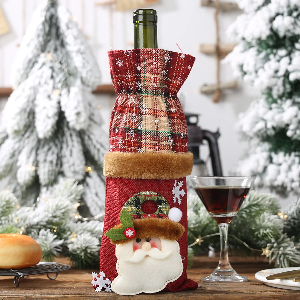 0520Santa claus Рождественская бутылка вина Декор Набор Санта Клаус Снеговик Олень крышка бутылки одежда кухня украшение на год Рождество ужин вечеринка - Цвет: 0520Santa claus