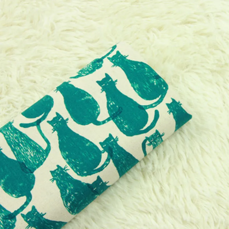 Половина двор ткань из плотного хлопка с милый рисунок кошкой Собственными