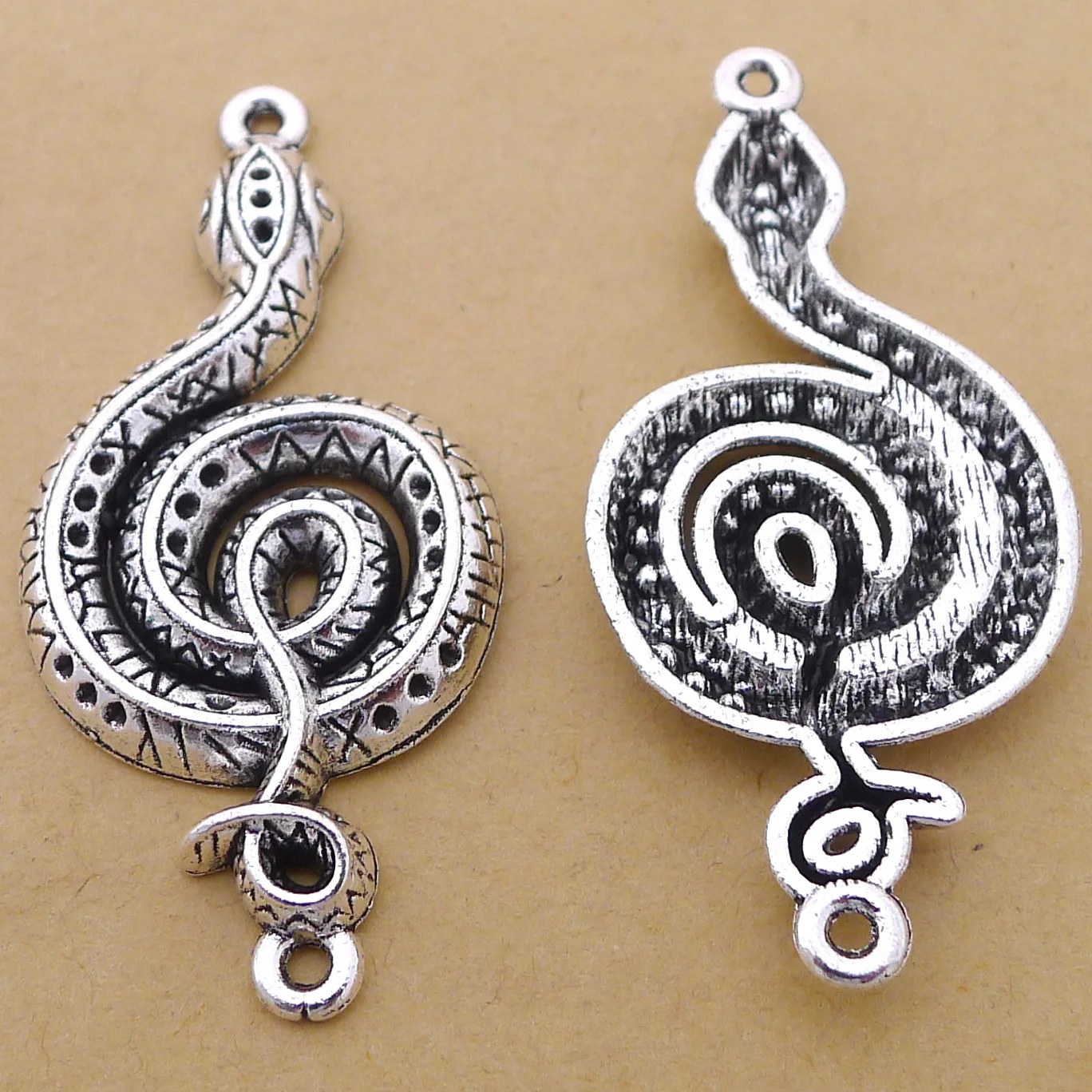 

Jewelry making connector 2pcs 50x23mm antique silver color snake connector