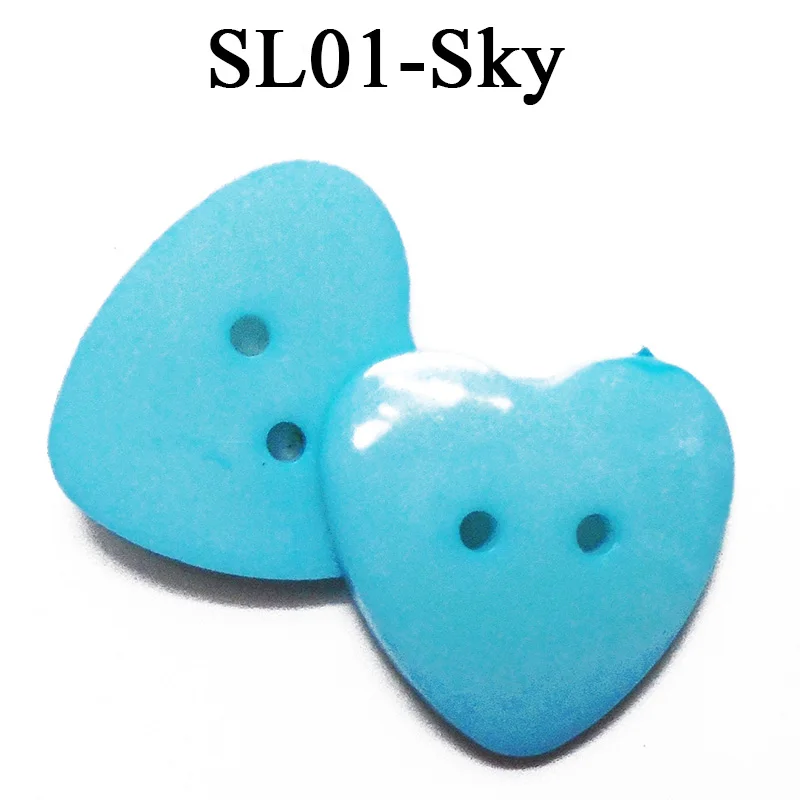 SL01-sky ZIEENE 5 шт.-50 шт Смешанные 12 Цветов, украшенная большим сердечком; Пластик кнопки 25X25 мм Diy Швейные Скрапбукинг для детей ручной работы с 2 отверстиями - Цвет: SL01-sky