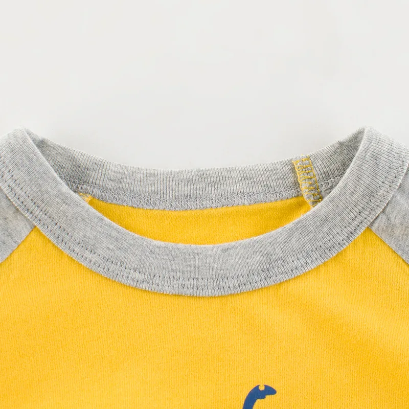 Детская одежда рубашка с динозаврами футболки для мальчиков футболка карманами