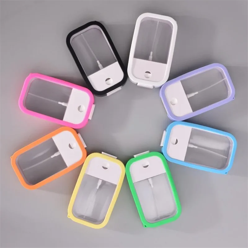 

1 PC 45ml White Transparent Spray Bottle Split Bottling With Bottle Disinfectant Random Hand Cover Silicone Sanitizer Color