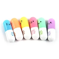 6pcsset mini pill shaped highlighter colorful painting marker pen graffiti pen innovative stationery