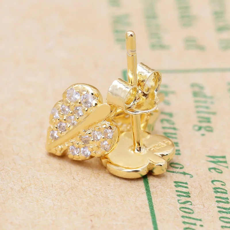 

100% 925 Sterling Silver Pan Earring Fashion Glittering Gold Leaf Pan Earrings For Women Wedding Gift Fashion Jewelry