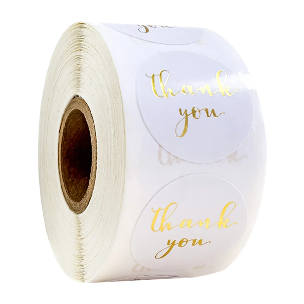 500 шт./рулон благодарим Вас наклейки из фольги белого золота Круглый Скрапбукинг