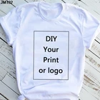 Женская футболка для отдыха с принтом на заказ, белая футболка в стиле Харадзюку сделай сам с фотографией или логотипом, модные женские топы на заказ