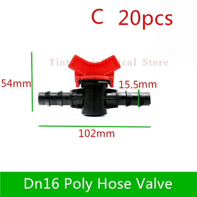 20PCS Mini-Valve 16MM Barb x 16MM Hose Valve Water Garden Tap Hose Connector Sprinkle Drip Irrigation Fittings