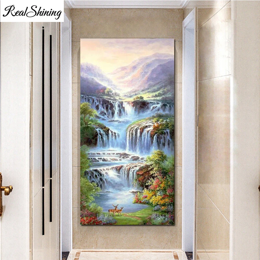 

The endless mountain water Deer 5d Diy diamond painting natural scenery full square/Round drill embroidery diamond mosaic F1062