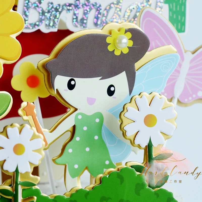 Fleur fe soleil nuage lapin gâteau de mariage Topper argile шампиньон joyeux Brithday flecte Decoration cuisson fourntures enfa | Дом и