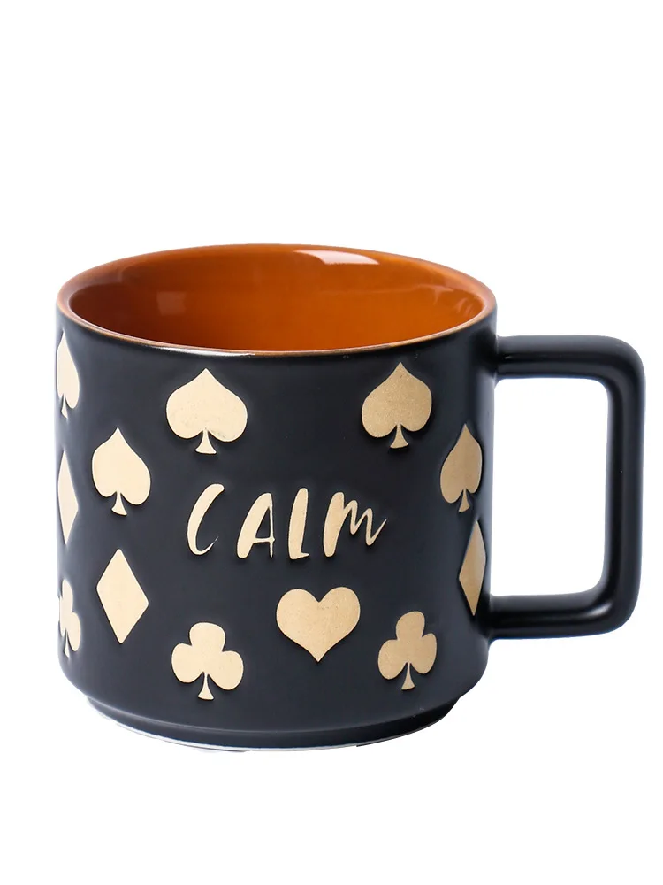 

Large-capacity American mug with spoon cover coffee cup retro ins wind drinking cup simple male and female couples
