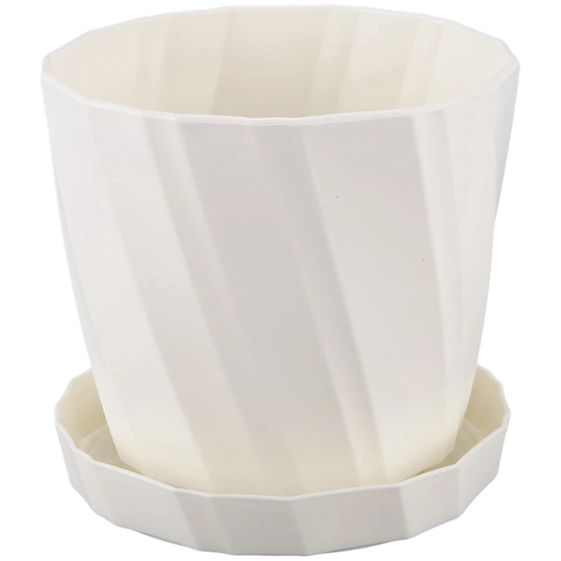 

5PCS 5.4 Inch Plastic Planters Plant Pots Modern Decorative Gardening Pot With Drainage Hole And Tray For Succulents