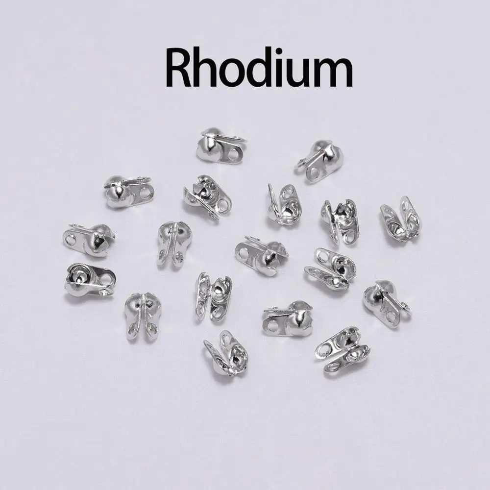 Rhodium 200 шт 1,5 2,4 3,2 мм серебристо-золотые медные бусины, бусины, подходят для шаровой цепи, застежка, разъемы для изготовления ювелирных изделий своими руками - Цвет: Rhodium