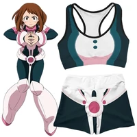 fitness anime my boku no hero academia ochaco uraraka cosplay costume gym sport workout running short bra yoga suit tracksuit
