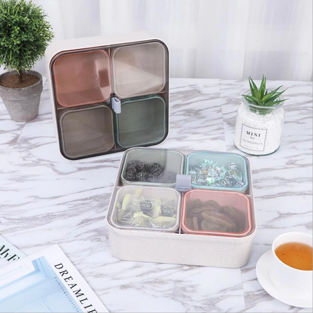 

Rotatable Food Snack Tray Storage Containers Candy Plates Snack Dish Box Dried Nuts Plate Creative Decoration Organizer LSN08