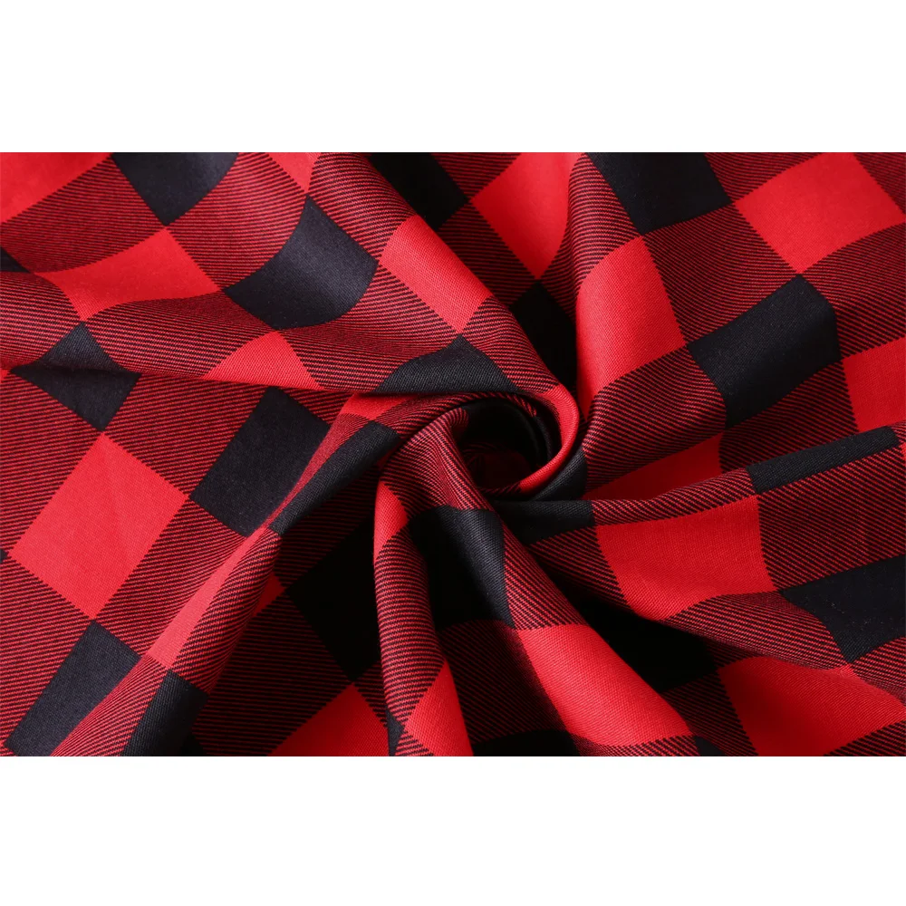 Женское винтажное платье в клетку красное Хлопковое с пышной юбкой стиле ретро 50