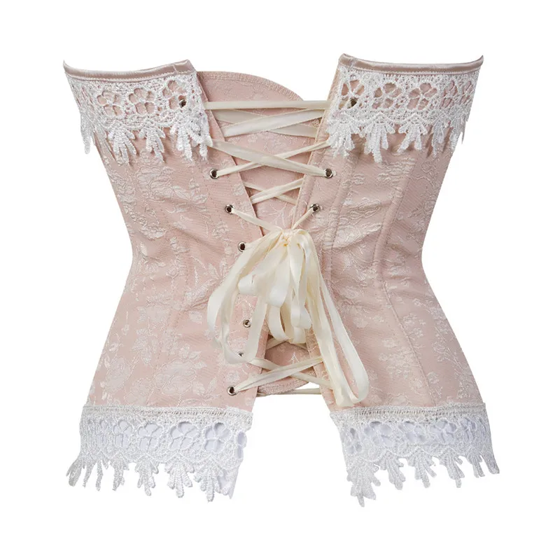 

Plus Size Sexy Women Jacquard Lace Up Boned Overbust Corset Carnival Brocade Breathes Costumes Bustier Corselet Vintage Gorset