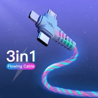 LED Glow Flowing Charger Cable Luminous Lighting Fast Charging Micro USB Type For iPhone Android Phone USB Wire Cord