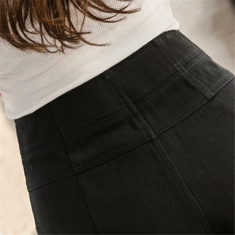 

2020 Summer Women's Shorts Women Black High Waist Zipper Korean Style Shorts Cotton A-line Female Shorts For Women Plus Size