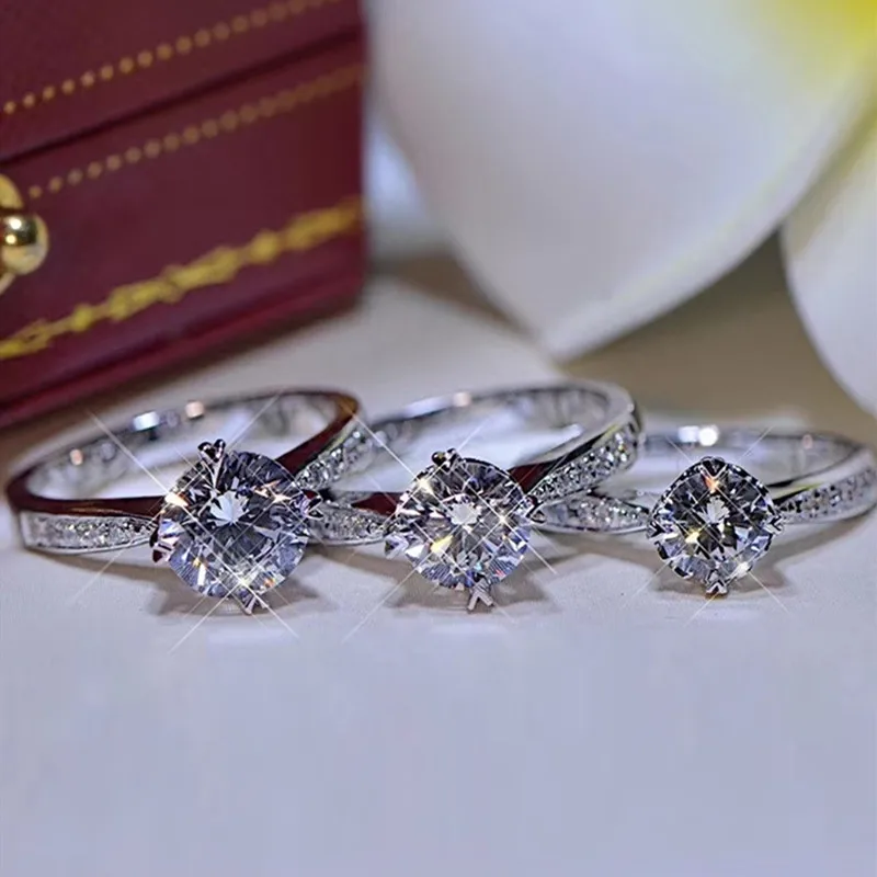 Оригинальное бриллиантовое серебряное кольцо с муассанитом 1 карат бриллиантом