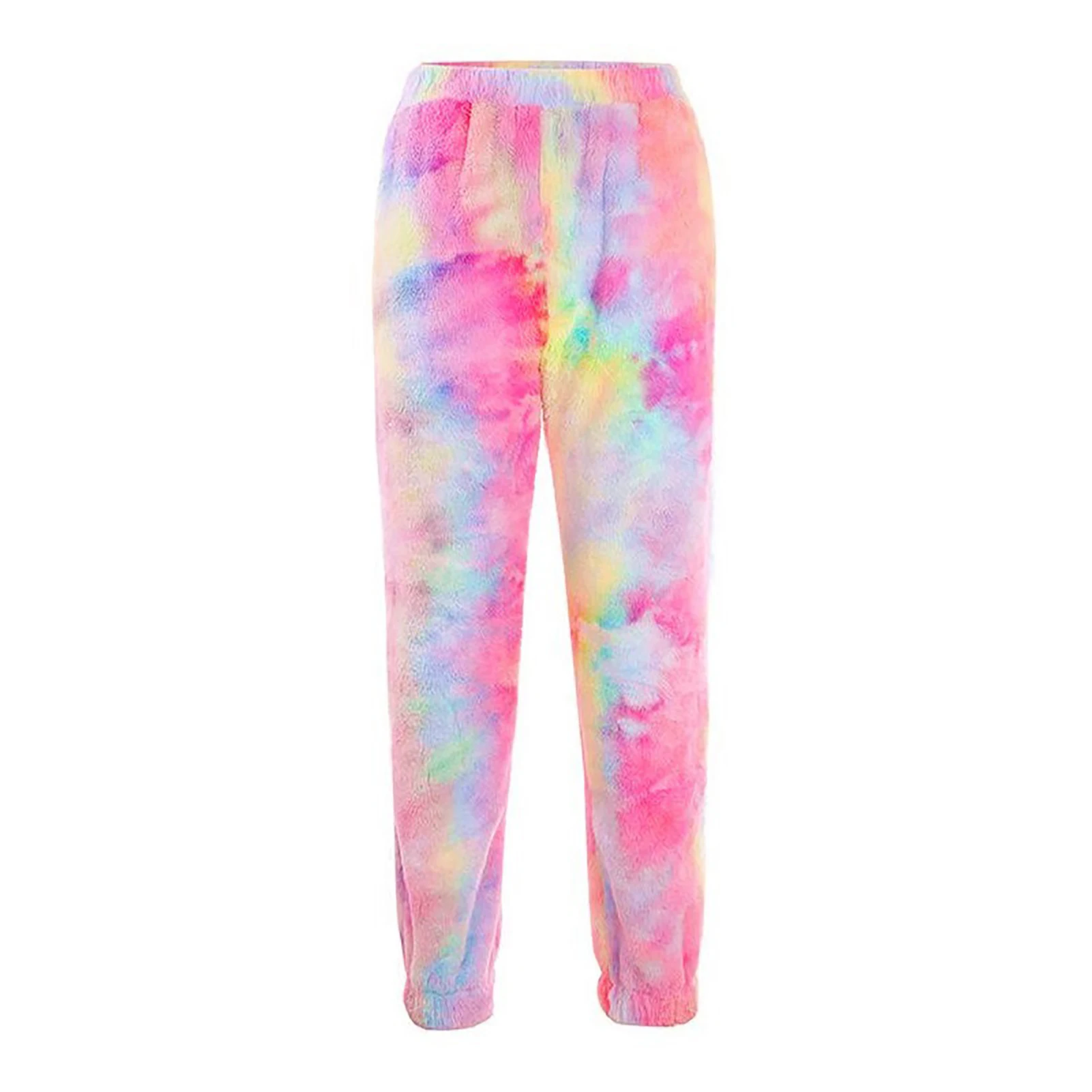 

Warm Plush Pants for Women Tie Dye Elastic High Waist Ankle Tied Pants Trousers Plus Size Women Long Pants pantalones de mujer